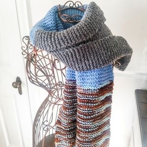 Hand Knitted Patchy Blanket Scarf Shabby Chic